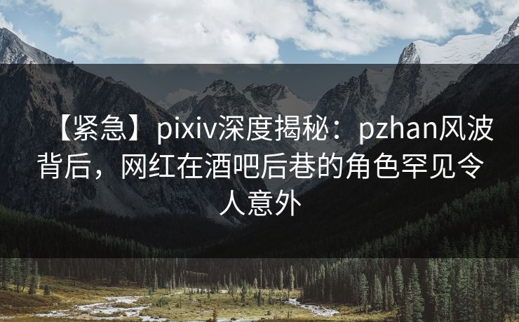 【紧急】pixiv深度揭秘：pzhan风波背后，网红在酒吧后巷的角色罕见令人意外