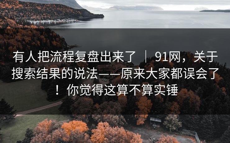 有人把流程复盘出来了 ｜ 91网，关于搜索结果的说法——原来大家都误会了！你觉得这算不算实锤